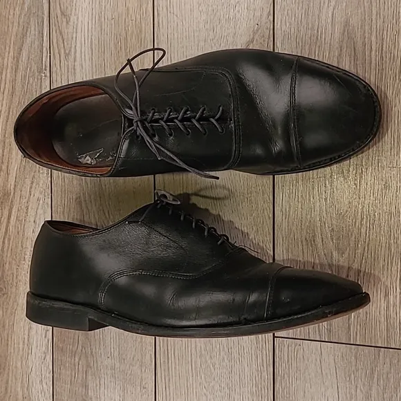 ALLEN EDMONDS Park Avenue Black Leather Cap‎ Toe Sz 10 EEE Mens Dress Shoes