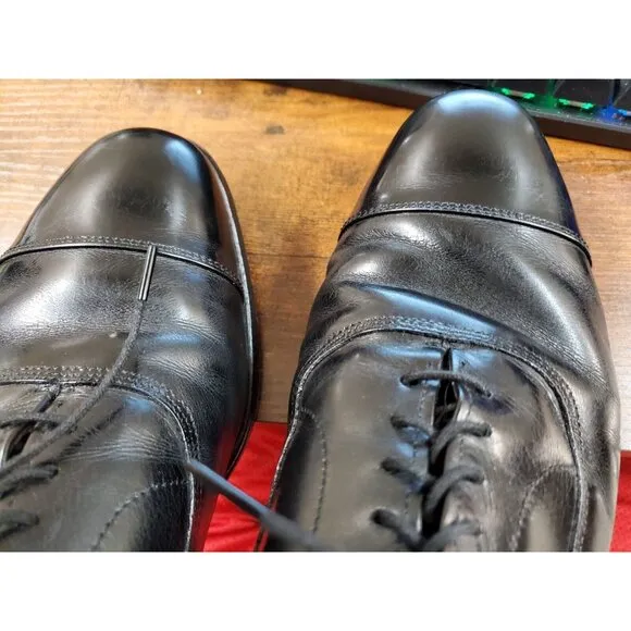 Allen Edmonds Park Avenue Shoes‎ Size 8.5 D Cap Toe Oxford Black Leather Lace Up