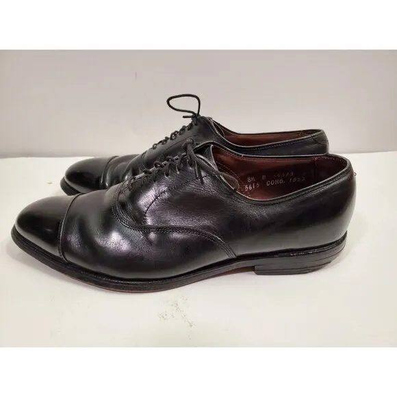 Allen Edmonds Park Avenue Shoes‎ Size 8.5 D Cap Toe Oxford Black Leather Lace Up