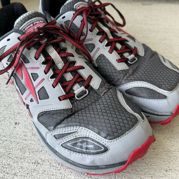 Altra Lone Peak 3.0 Zero Drop Grey Red Trail Outdoor Running Shoes Size 13 CLEAN