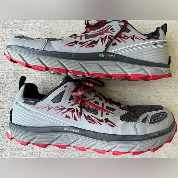 Altra Lone Peak 3.0 Zero Drop Grey Red Trail Outdoor Running Shoes Size 13 CLEAN