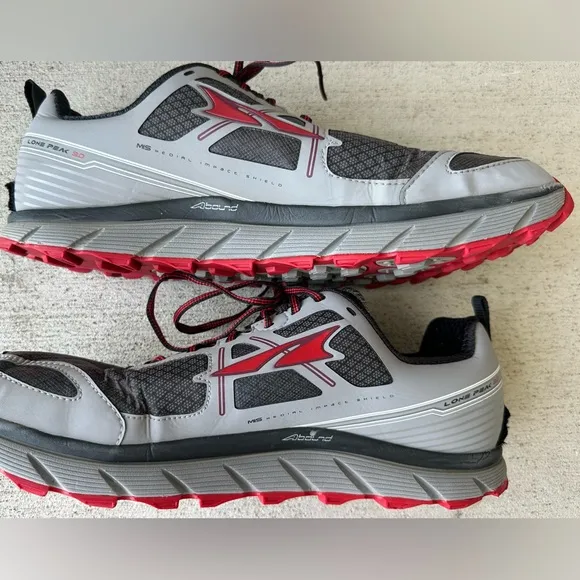 Altra Lone Peak 3.0 Zero Drop Grey Red Trail Outdoor Running Shoes Size 13 CLEAN