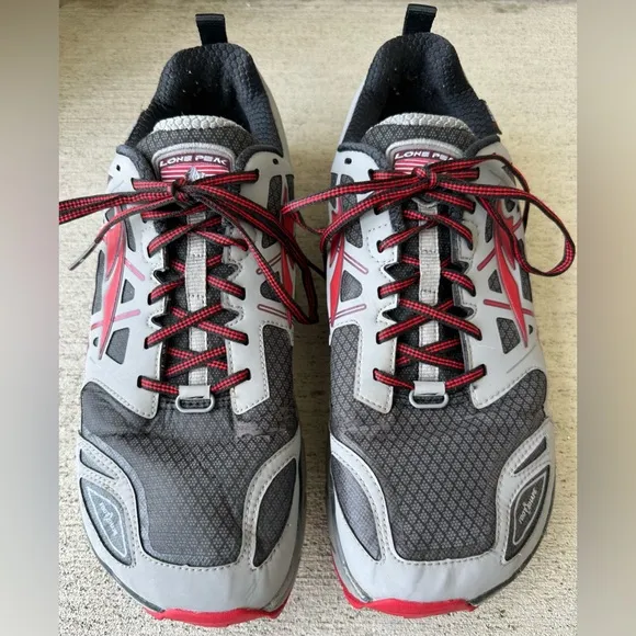 Altra Lone Peak 3.0 Zero Drop Grey Red Trail Outdoor Running Shoes Size 13 CLEAN