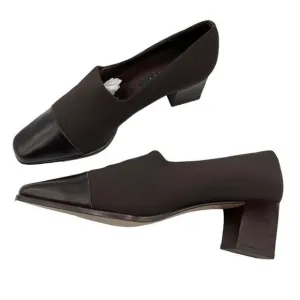 Amalfi Italy Square Toe Block Heel Leather Pumps Shoes in Brown Size 8
