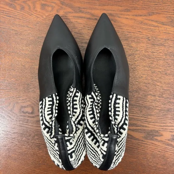 Antolina Women's Dalis Pointed-Toe Pumps Black White Worn Once 36