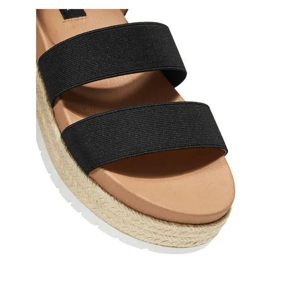 AQUA Womens Black Jute Tali Round Toe Platform Slip On Espadrille Shoes 6.5 M