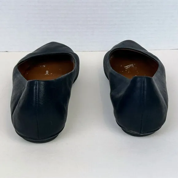 Aquatalia Black Full Leather Ballet Flats Made in Italy Classic Shoes Women's 8