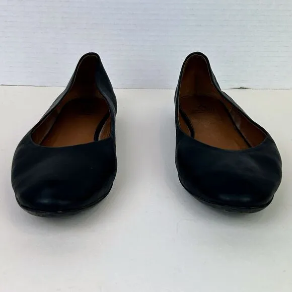 Aquatalia Black Full Leather Ballet Flats Made in Italy Classic Shoes Women's 8