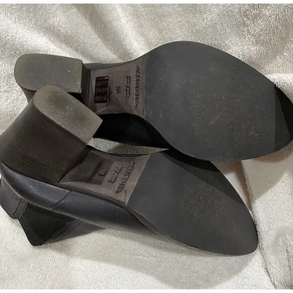 Aquatalia Leather Ankle Boots Women Size 10 Black Zipper In Back Made Italy EUC