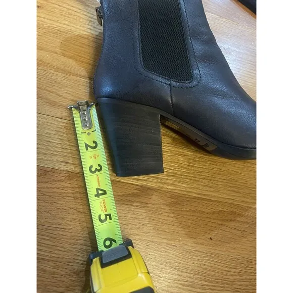 Aquatalia Leather Ankle Boots Women Size 10 Black Zipper In Back Made Italy EUC