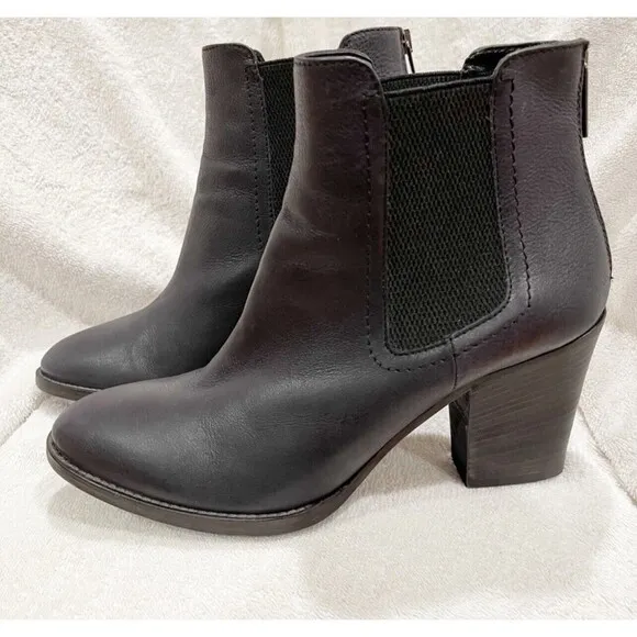 Aquatalia Leather Ankle Boots Women Size 10 Black Zipper In Back Made Italy EUC