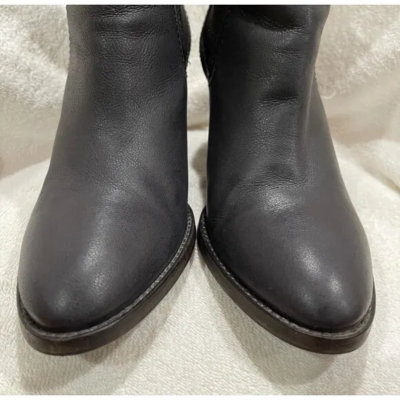 Aquatalia Leather Ankle Boots Women Size 10 Black Zipper In Back Made Italy EUC