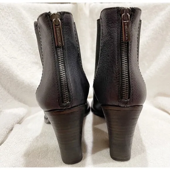 Aquatalia Leather Ankle Boots Women Size 10 Black Zipper In Back Made Italy EUC