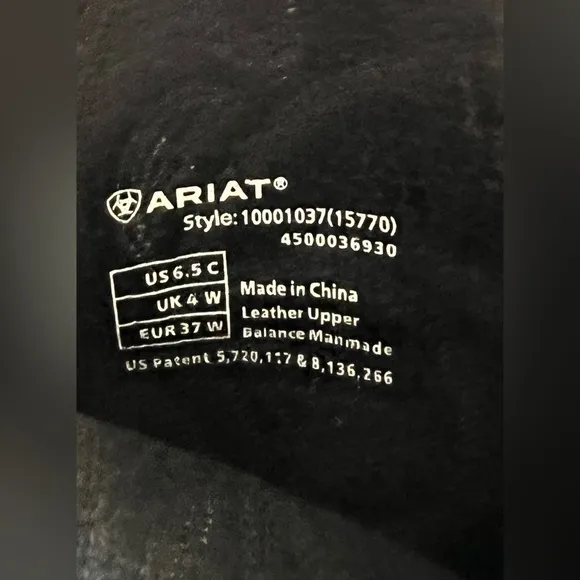 Ariat Black Leather Cowboy Boots Women’s Size 6.5 Style # 10001037(15770)