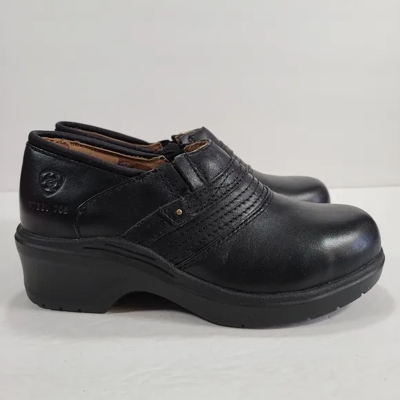 Ariat Black Leather Steel Toe Safety Clog Shoes Women's Size 5.5