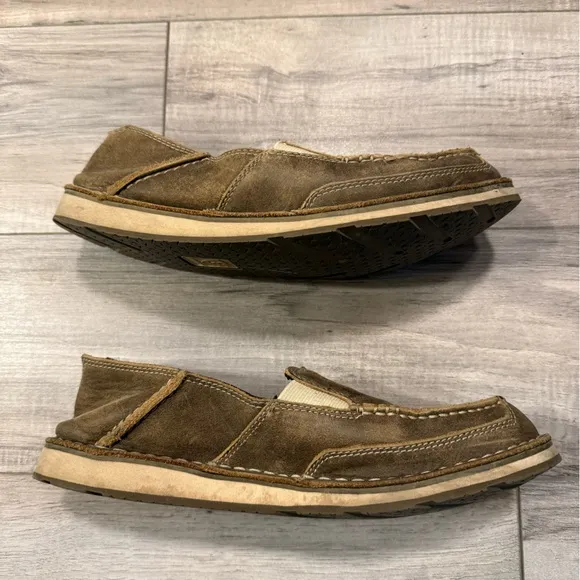 ARIAT Cruiser Brown Leather Moc Toe Slip On Casual Shoes