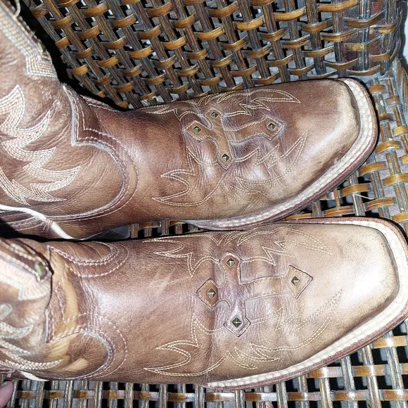 Ariat Legend Spirit Western Brown Leather Boots Crosses Women Sz 7 B