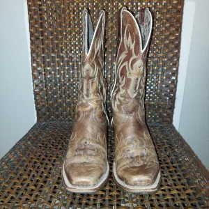 Ariat Legend Spirit Western Brown Leather Boots Crosses Women Sz 7 B