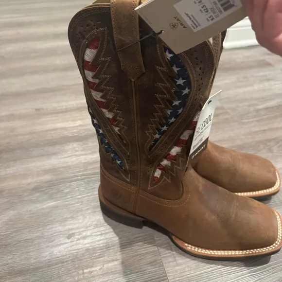 Ariat QuickDraw VentTEK Distressed Brown Leather Americana Cowboy Western Boots