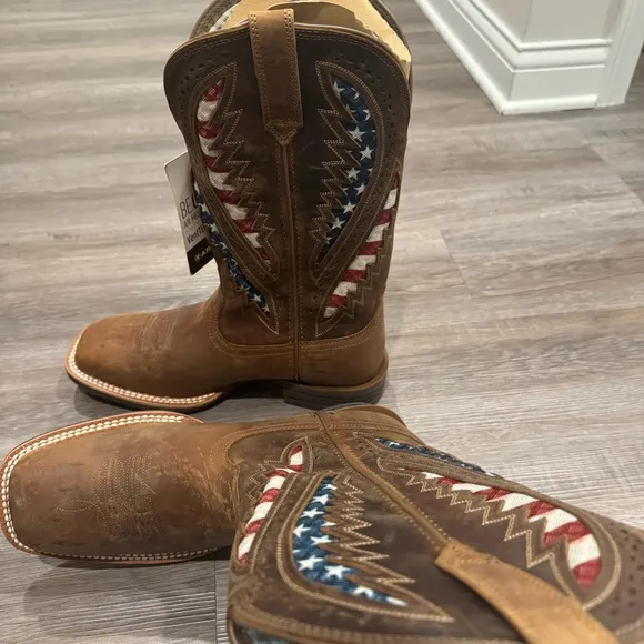 Ariat QuickDraw VentTEK Distressed Brown Leather Americana Cowboy Western Boots