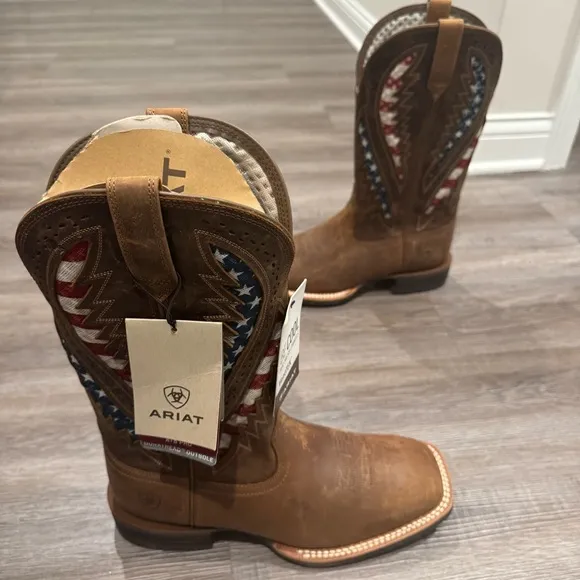 Ariat QuickDraw VentTEK Distressed Brown Leather Americana Cowboy Western Boots