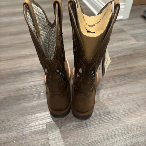 Ariat QuickDraw VentTEK Distressed Brown Leather Americana Cowboy Western Boots