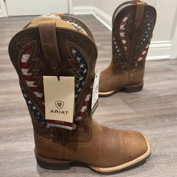 Ariat QuickDraw VentTEK Distressed Brown Leather Americana Cowboy Western Boots
