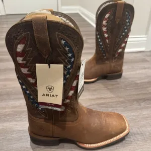 Ariat QuickDraw VentTEK Distressed Brown Leather Americana Cowboy Western Boots