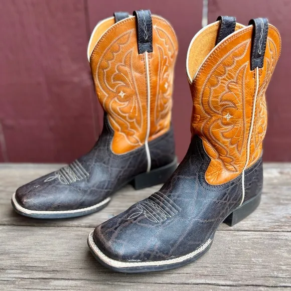 Ariat Quickdraw Women’s Leather Brown Orange Western Cowboy Cowgirl Boots Sz 5