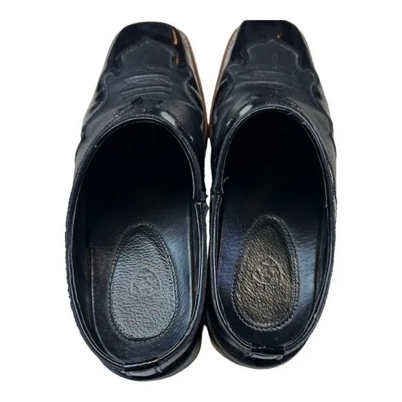 Ariat Women's Leather Slip-On Mule Bootie Square Toe Shoes Black Size 9B
