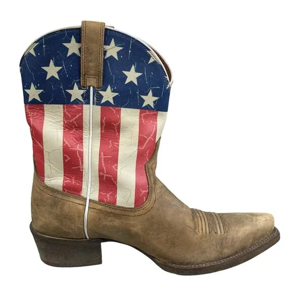 Ariat Women’s Old Glory Brown Leather Snip Toe Cowgirl Boot Size US 8.5