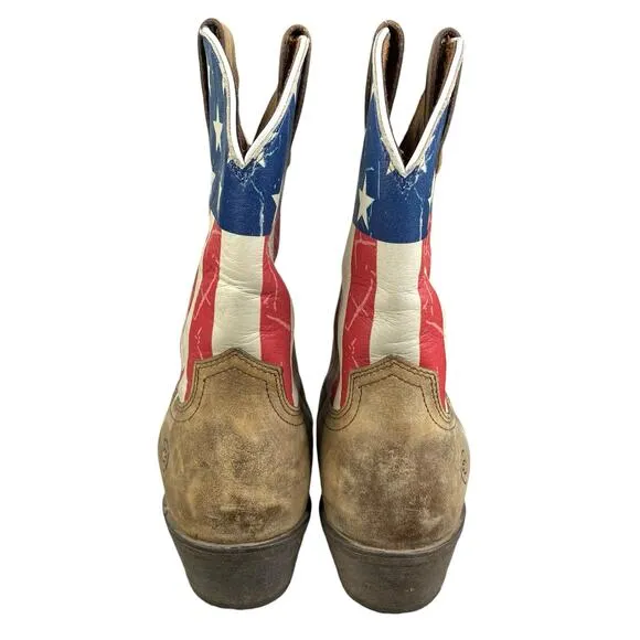 Ariat Women’s Old Glory Brown Leather Snip Toe Cowgirl Boot Size US 8.5