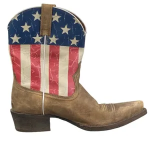 Ariat Women’s Old Glory Brown Leather Snip Toe Cowgirl Boot Size US 8.5