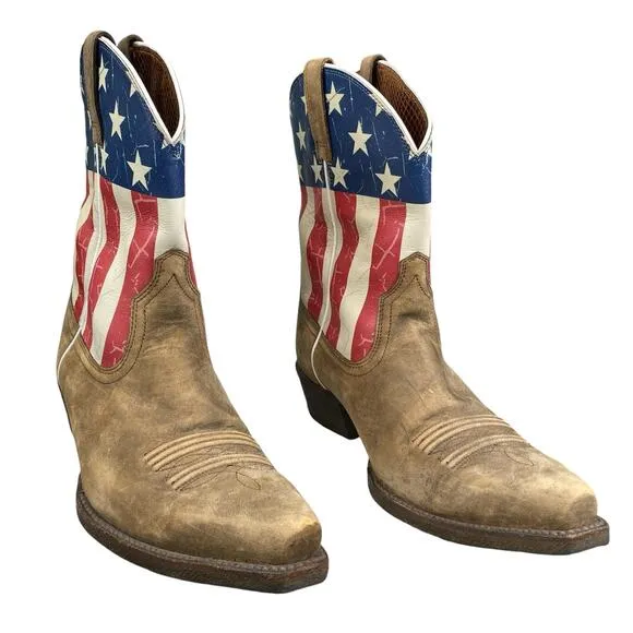 Ariat Women’s Old Glory Brown Leather Snip Toe Cowgirl Boot Size US 8.5