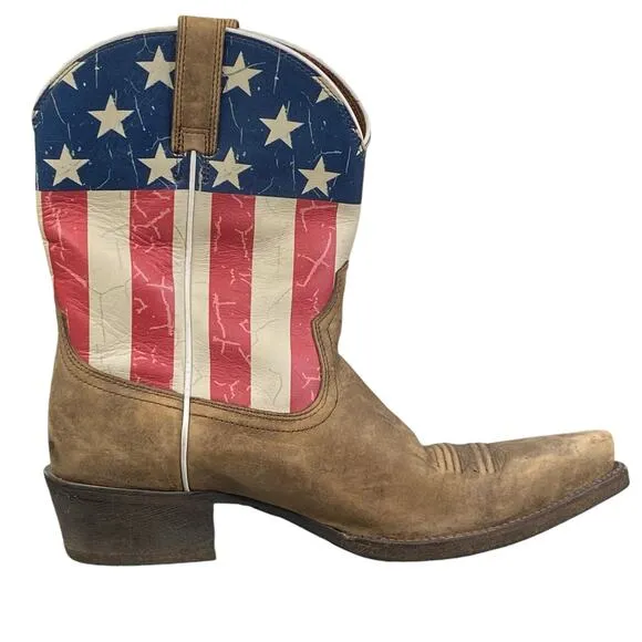 Ariat Women’s Old Glory Brown Leather Snip Toe Cowgirl Boot Size US 8.5