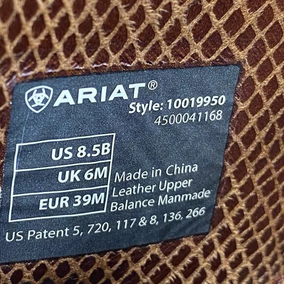 Ariat Women’s Old Glory Brown Leather Snip Toe Cowgirl Boot Size US 8.5