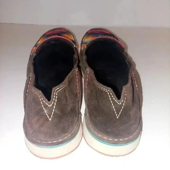 Ariat Womens Serape Cruiser Loafer Shoes Brown Suede Slip On Stripe Aztec 9 B