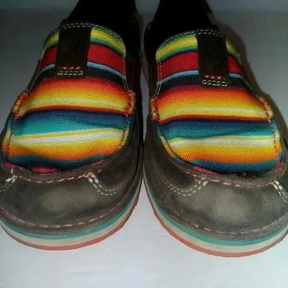 Ariat Womens Serape Cruiser Loafer Shoes Brown Suede Slip On Stripe Aztec 9 B