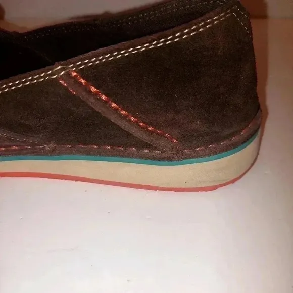 Ariat Womens Serape Cruiser Loafer Shoes Brown Suede Slip On Stripe Aztec 9 B