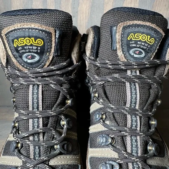 Asolo Womens Gore Tex Hiking Ankle Boots Brown Black Lace Up Pull Tab 7