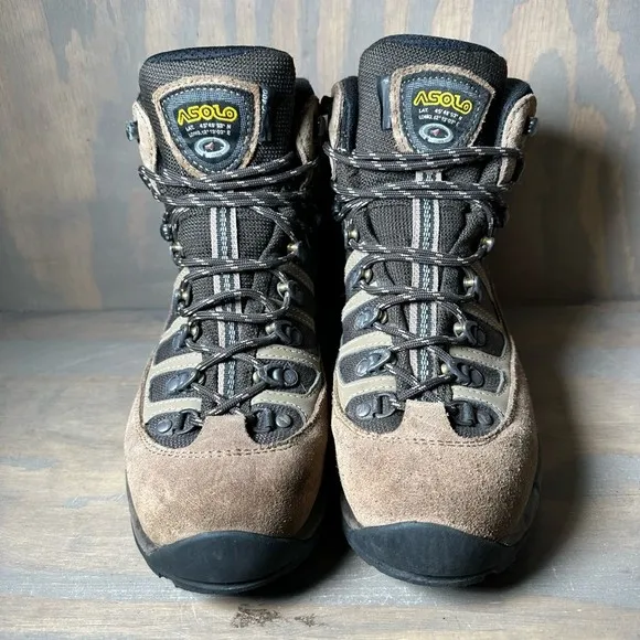 Asolo Womens Gore Tex Hiking Ankle Boots Brown Black Lace Up Pull Tab 7