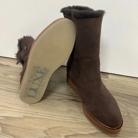 Australia Luxe Collective Bushmill Shearling Lined Boots Brown Womens 7 NWOB
