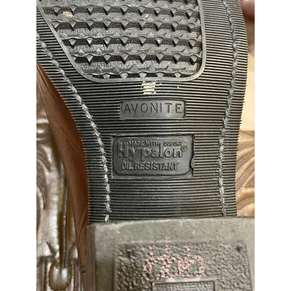 Avonite Western Boots Men 8 Women 9.5 Brown Hypalon  Oiled Leather Cowboy Rodeo