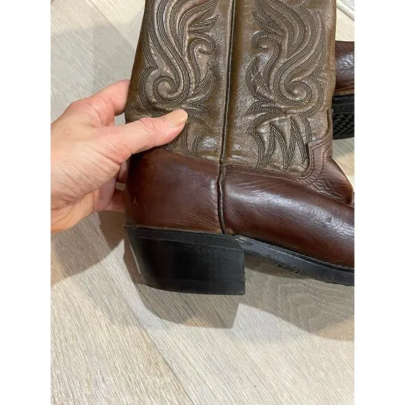 Avonite Western Boots Men 8 Women 9.5 Brown Hypalon  Oiled Leather Cowboy Rodeo