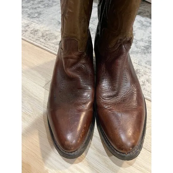 Avonite Western Boots Men 8 Women 9.5 Brown Hypalon  Oiled Leather Cowboy Rodeo