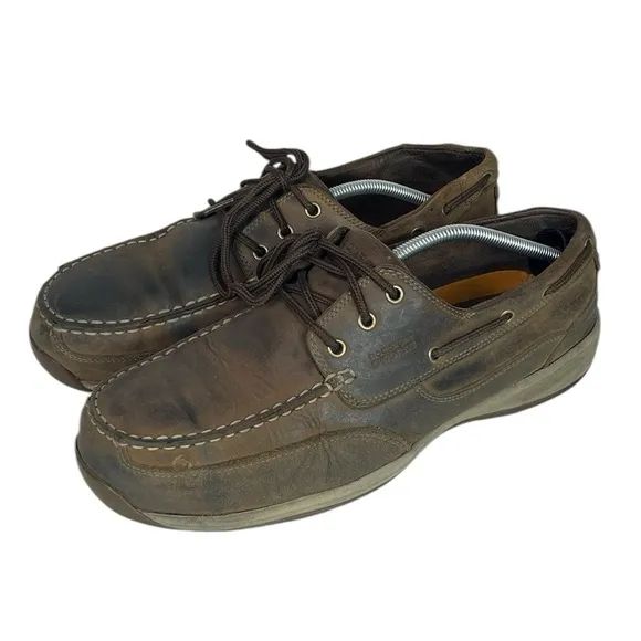 B1 Mens ROCKPORT Works Sailing Club Leather Steel Toe Boat Shoes 14