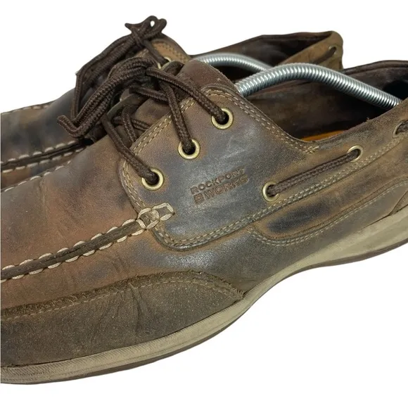 B1 Mens ROCKPORT Works Sailing Club Leather Steel Toe Boat Shoes 14