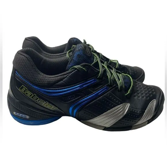 Babolat Vibrakill Men's Sz 11 Blue Black Green Michelin Non Marking Tennis Shoes