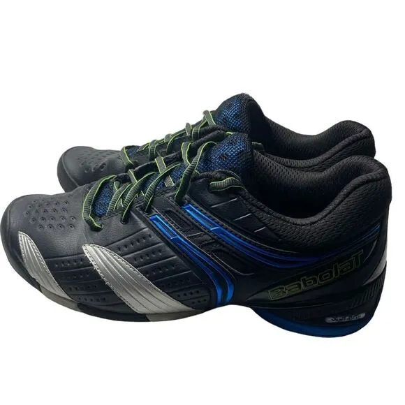Babolat Vibrakill Men's Sz 11 Blue Black Green Michelin Non Marking Tennis Shoes