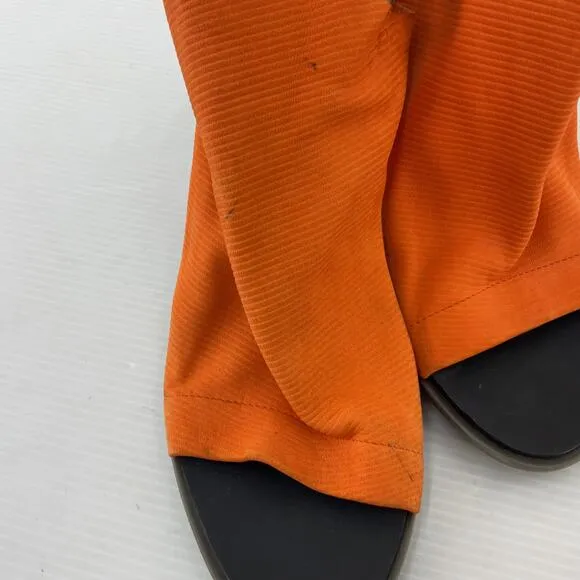 Balenciaga Orange Leather Peep Toe Slingback Heels Women’s Size 8 Preowned